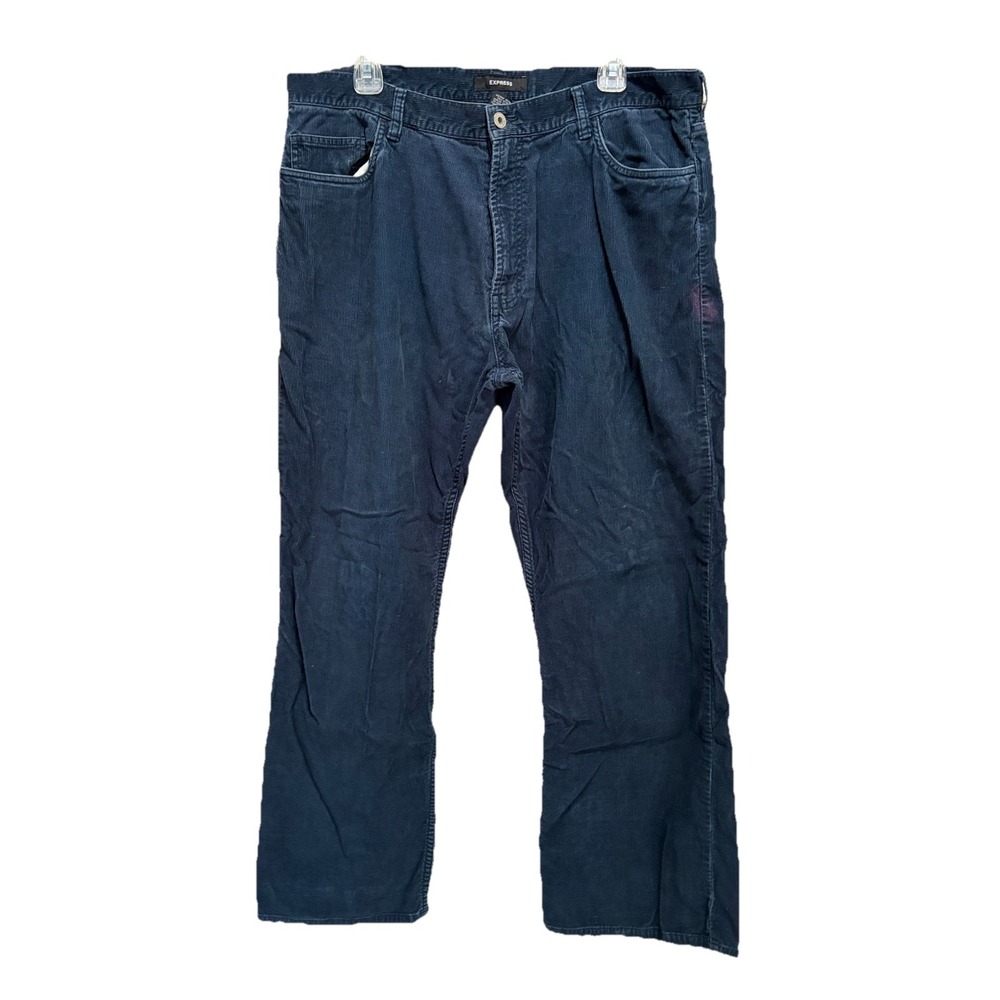 Express Navy Corduroy Straight Leg‎ Pants Size 38x32 Mid Rise Cotton Pockets